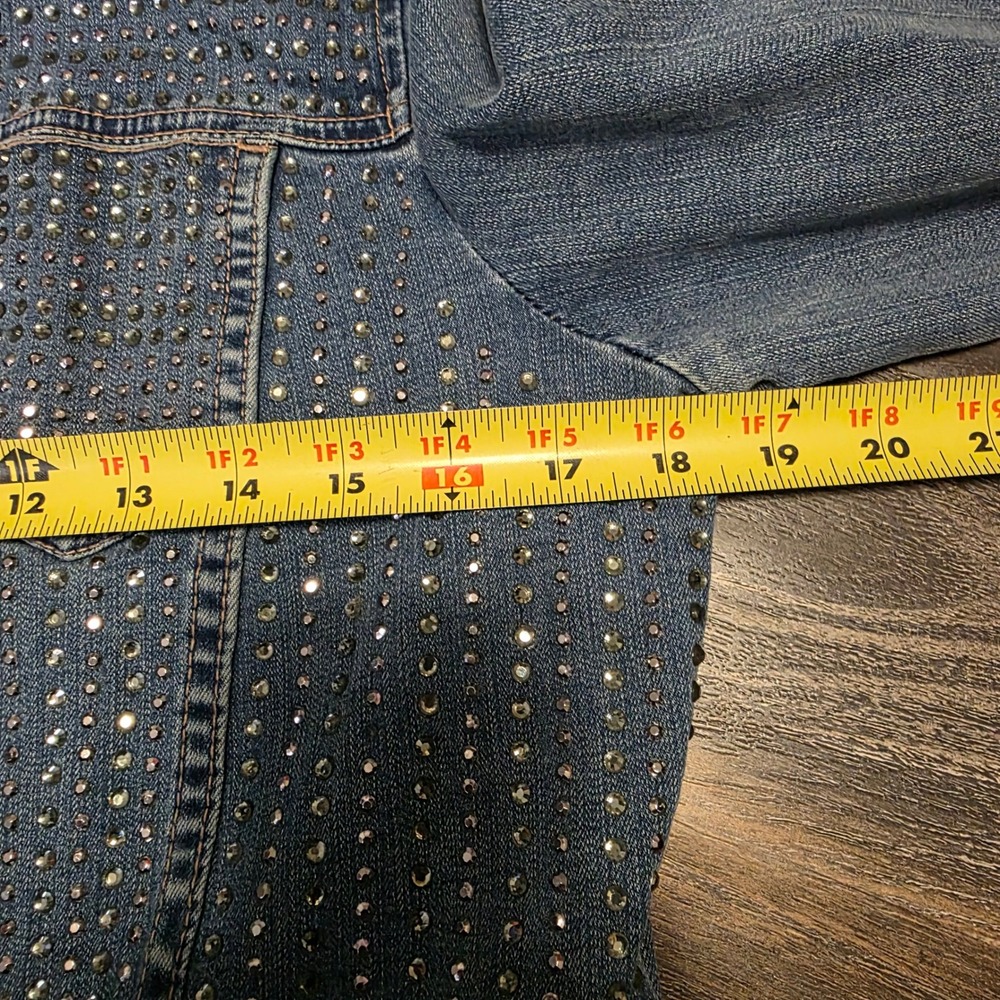 PLATINUM CHICOS Womens light‎ washDenim Jacket Rhinestones Size 1 (8)/(M) - Picture 3 of 11